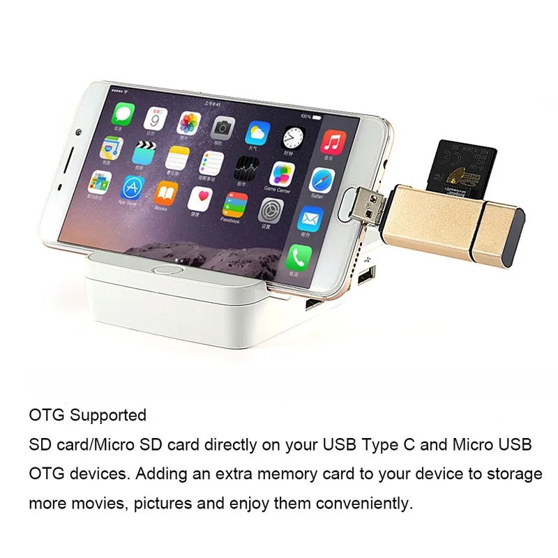 3 In 1 MicroSD SD TF USB2.0 MicroUSB Type-C OTG Universal Memory Card Reader Design for Ipad IPhone Android Phone PC Macbook