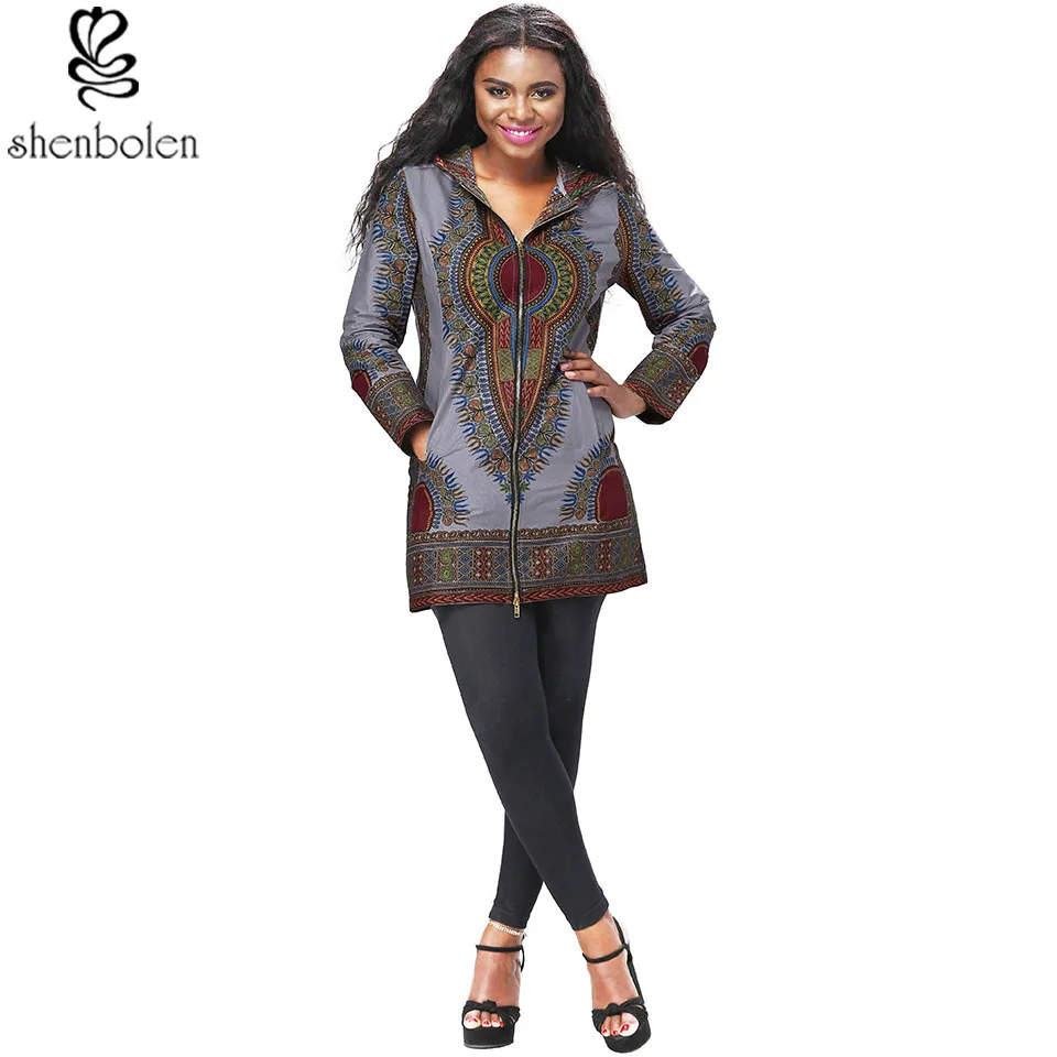 

shenbolen African Clothes For Women Fashion Jacket Print Short Casual Jacket Mandarin Collar autumn coat for ladies