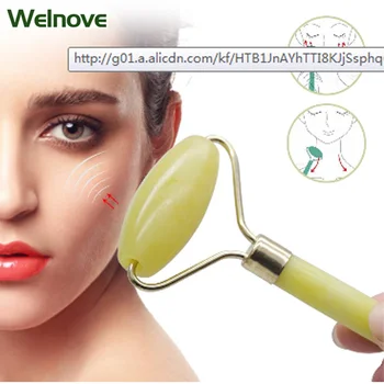 

100% Natural Jade Facial Roller Double Neck Healing Slimming Massager Premium Anti Aging Jade Roller Therapy Random Color C1314
