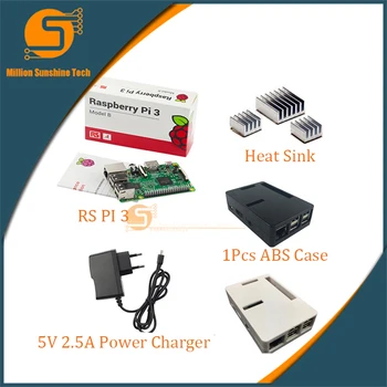 

UK RS Version Raspberry pi 3 +3pcs Aluminum Heat sink+Raspberry pi 3 ABS Case Box+5V2.5A power charger plug for Raspberry pi 3 B