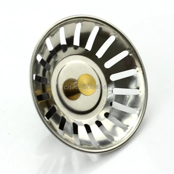 

New Stainless Bathroom Sink Basin Drainer Strainer Drain Waste Plug Stopper R06 Whosale&DropShip