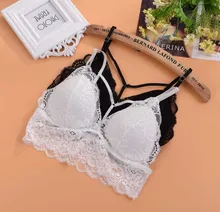 Strap Lace Sexy Women underwear Lace Bralette lingerie Padded Bra Stretch Sleeping brassiere strappy wirefree bra top