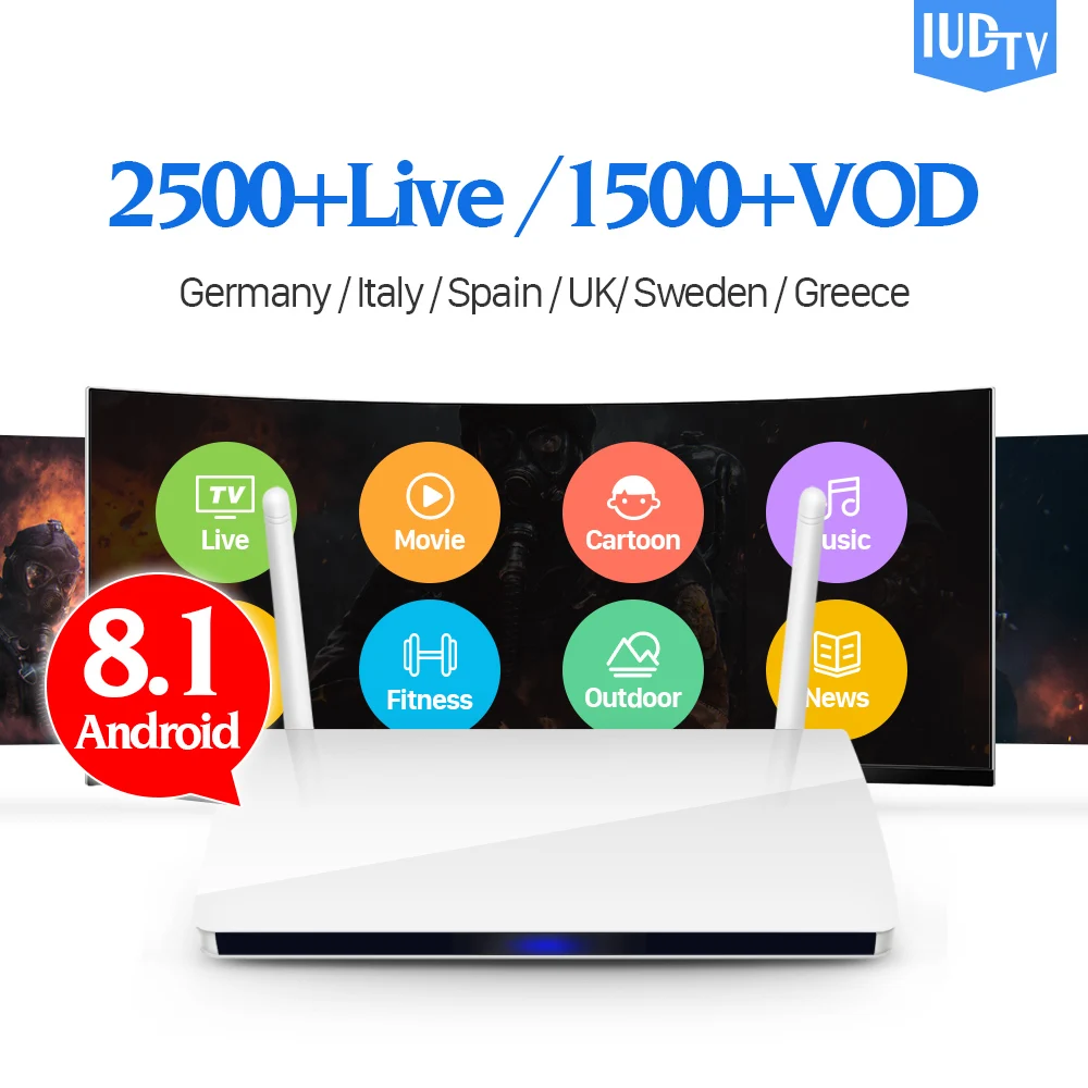 

IPTV Italia Subscription Box R6 Android 8.1 TV Receivers with IUDTV Code 1 Year IPTV Sweden Italia Arabic Portugal Turkey IP TV