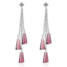 XIYANIKE, pendiente de cristal exquisito de Plata de Ley 925, pendiente largo de moda para mujer, joyería para fiesta de compromiso, regalo nuevo VES7190