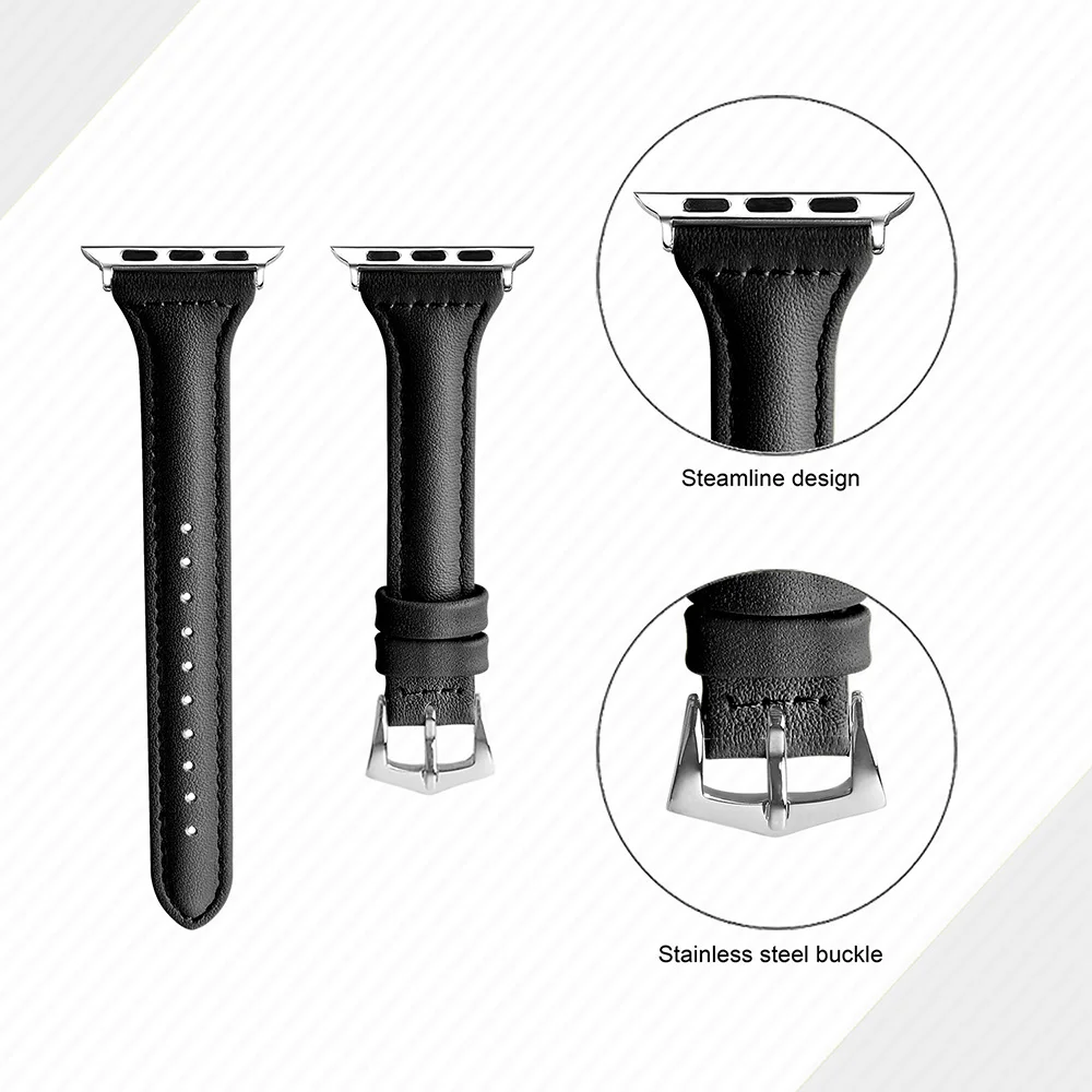 Ремешок кожаный для Apple Watch band 38 мм 42 сменный Браслет iwatch series 4 3 2 144 мм/40 умные