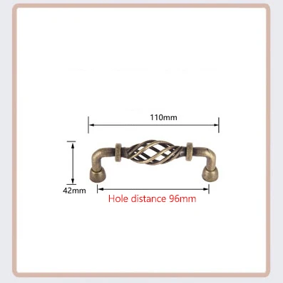 KAK Винтаж старинный Бронзовый Шкаф ручки выдалбливают птичья клетка ручки ящика ручки шкаф дверные ручки Мебельная ручка - Цвет: Handle-1893-96GB