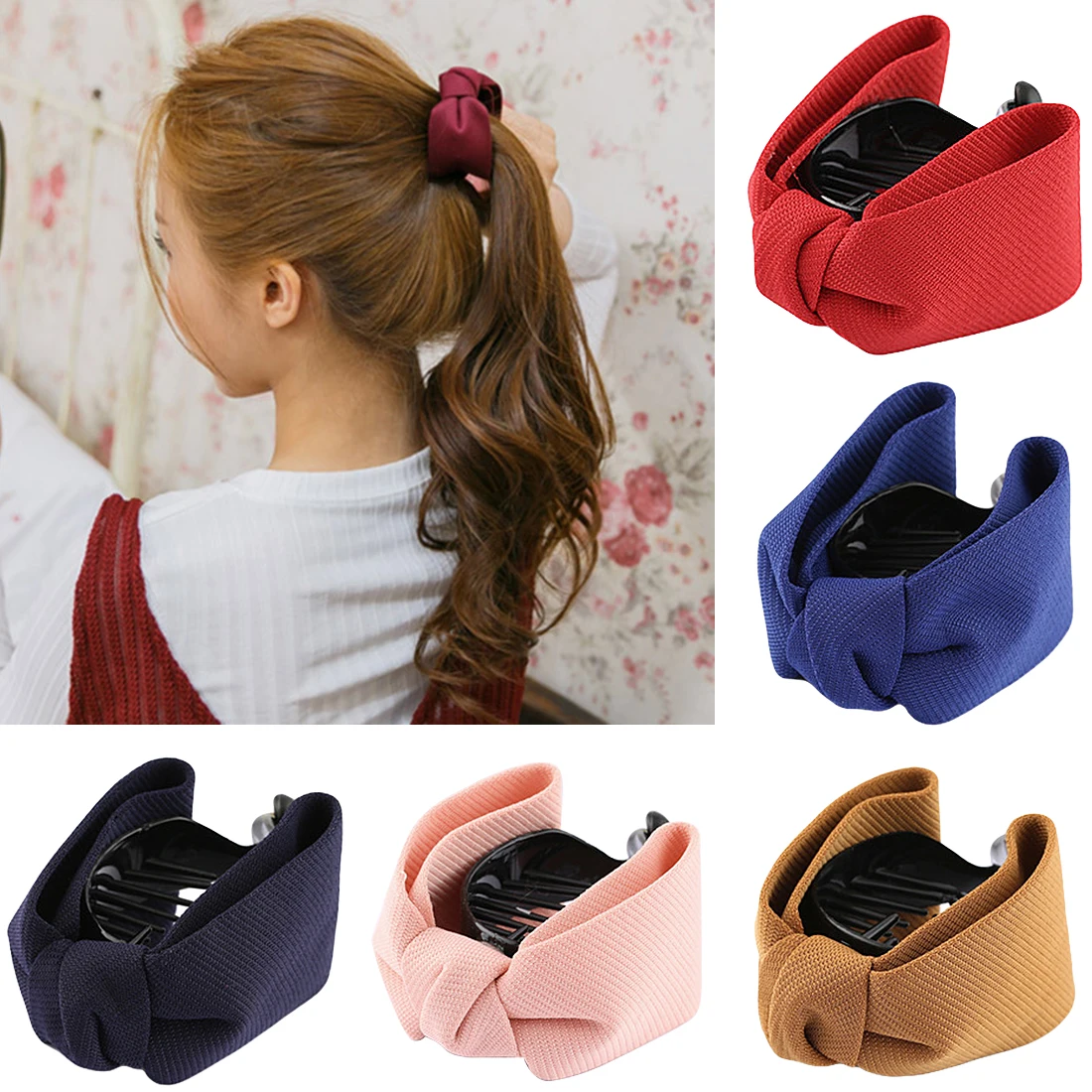 Solid color sweet style bow hairpin elegant female solid cloth strip tail clip bow clip ponytail girl hair accessories hair clip Solid color sweet style bow hairpin elegant female solid cloth strip tail clip bow clip ponytail girl hair accessories hair clip