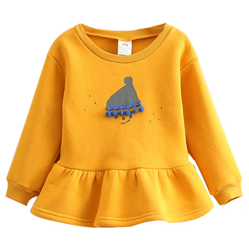 Baby Cartoon Sweater Autumn Winter Wear Girl's Children's Clothes Children's Fleece Lovely Dress Girls Winter Dress  Cotton