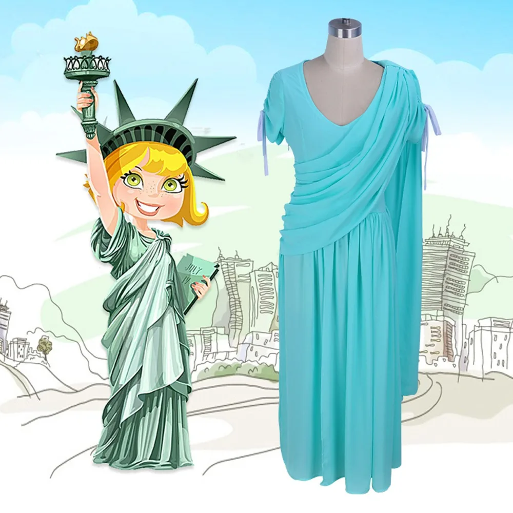 Plus size women Summer dress Statue Of Liberty goddess cosplay costume