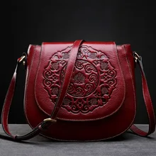 Женские сумки на плечо из натуральной кожи в стиле ретро с тиснением в китайском стиле, круговой слинг, сумка через плечо, сумка-тоут