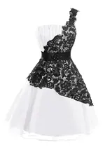 2016 neue Design Organza & Spitze A-Line Graduation Dresses One-Shoulder-Zip Zurück Sleeveless Homecoming Cocktail Party Kleider