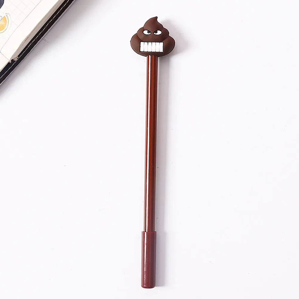 

Stationery Signature Children Office 0.5mm School Supplies Struggle Face Expression Smooth Plastic Poop Shape Gel Pen Cartoon