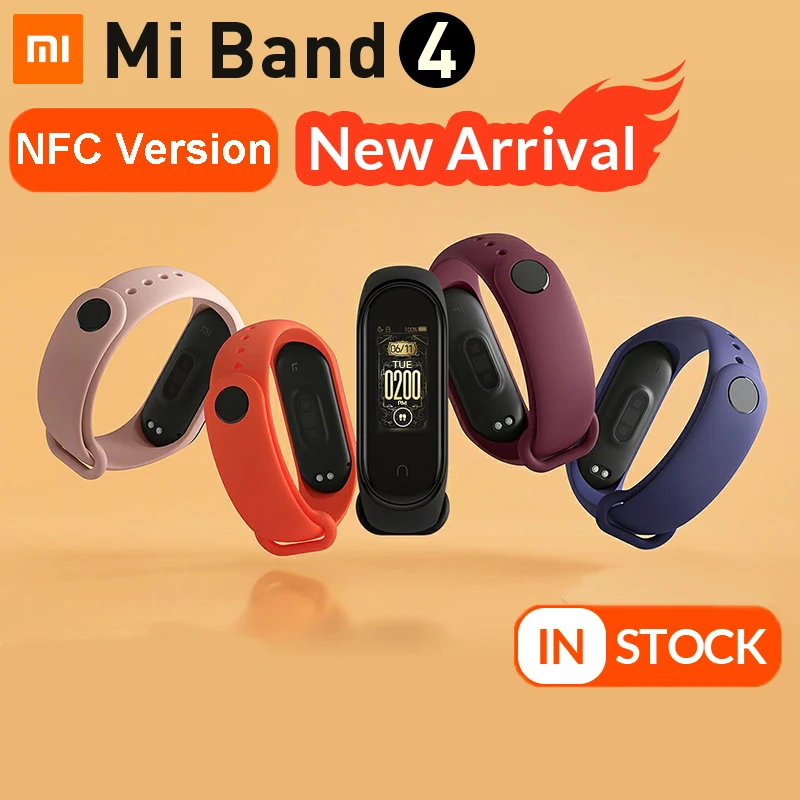 

2019 Original Xiaomi Mi Band 4 Smart Bracelet Bluetooth 5.0 5ATM Waterproof Sports Smart Bracelet Color Touch Screen NFC Version
