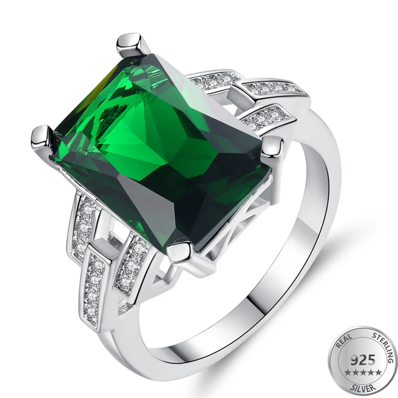 Новая мода люкс Зеленый Кристалл Square Ring Jewelry Творческий кольцо Для женщин