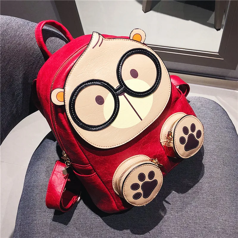 

BENVICHED Ladies' pu backbag 2019 new spring cute cartoon bear fashion student travel single shoulder bag small square bag c506