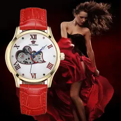 Relogio Automatico часы для женщин механические наручные часы красный кожаный женский механические часы Баян коль saati OUYAWEI