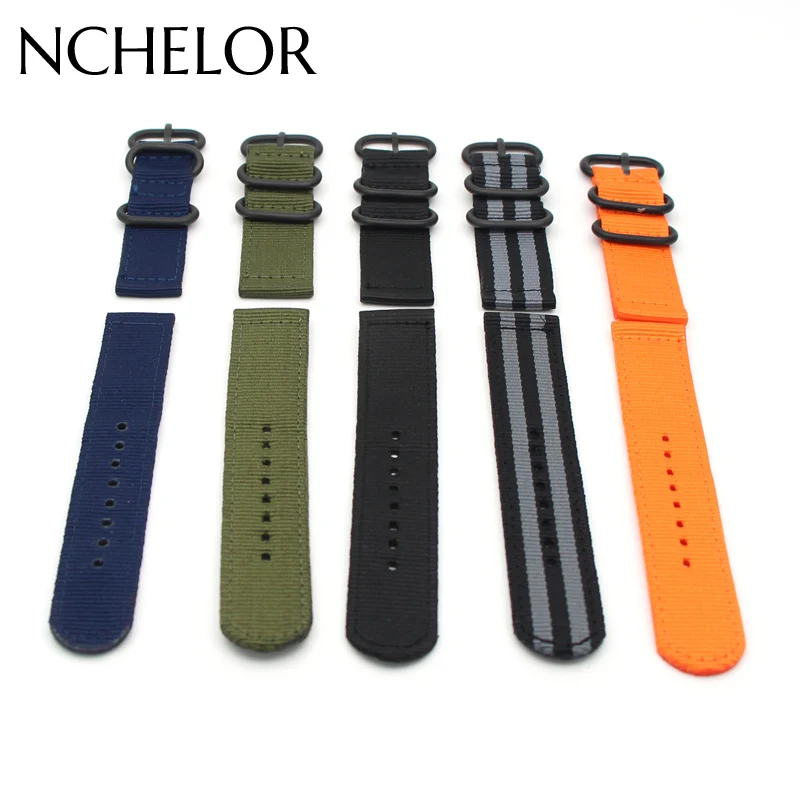Nylon Watch Band Luxury Nylon Strap 3 Ring Watch Replacement Band For Garmin Fenix 3 Black/Green