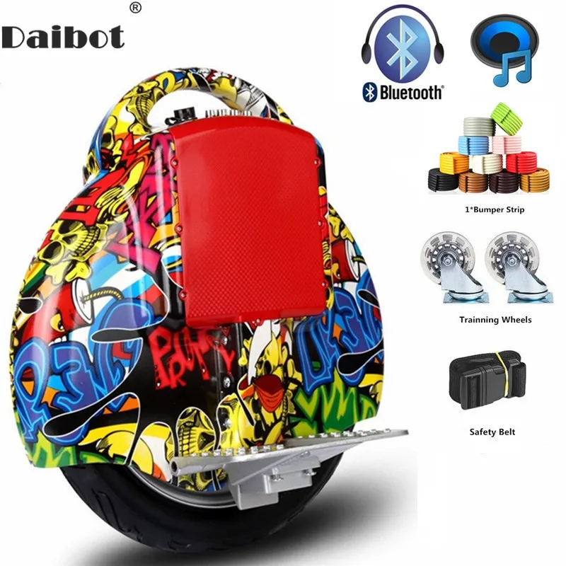 Daibot Portable Electric Scooter One Wheel Self Balancing Scooters Buletooth Speaker 14 Inch 350W 60V Electric Unicycle Scooter