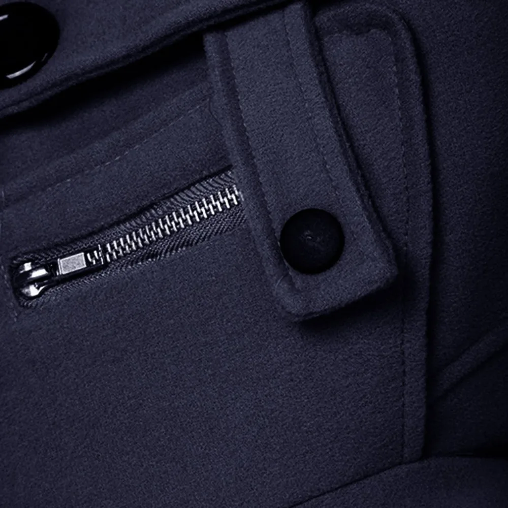 D'affaires Hiver Chaleur gris À Zipper Tissu Automne De Boutonnage Laine 2017 Pardessus Coupe vent Hommes Homme Double Design Nouveau bleu Noir Manteau Eqx1nZ0vOw
