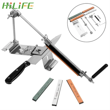 

HILIFE Knife Sharpener With 4 Stones Whetstone Kitchen Sharpening System Tools All Iron Steel Professional Fix-angle
