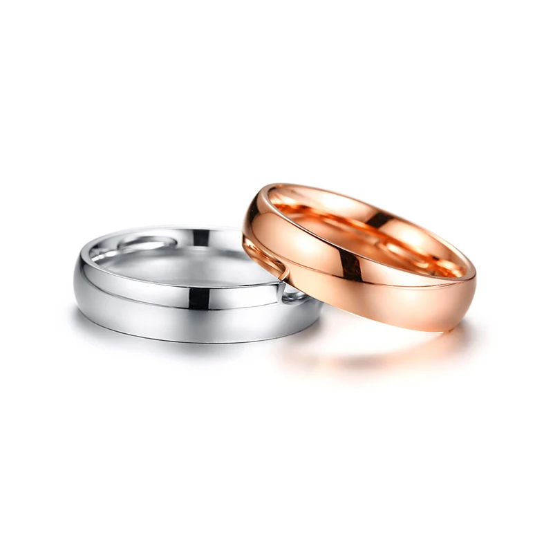 Simple 5MM Titanium Steel Ring for Women Men Rose Gold/Silver Color Wedding Band Lover Rings Fashion Couple Jewelry anillos