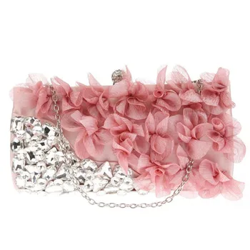 

Luxy moon Crystal Clutch Purse Flower petal evening bags women Pink clutch chains shoulder bag purse and handbags women totes