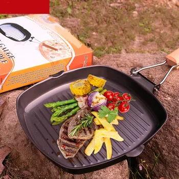 

Outdoor portable frying pan household striped pan steak special pot non-stick gas cooker universal ZP7041158