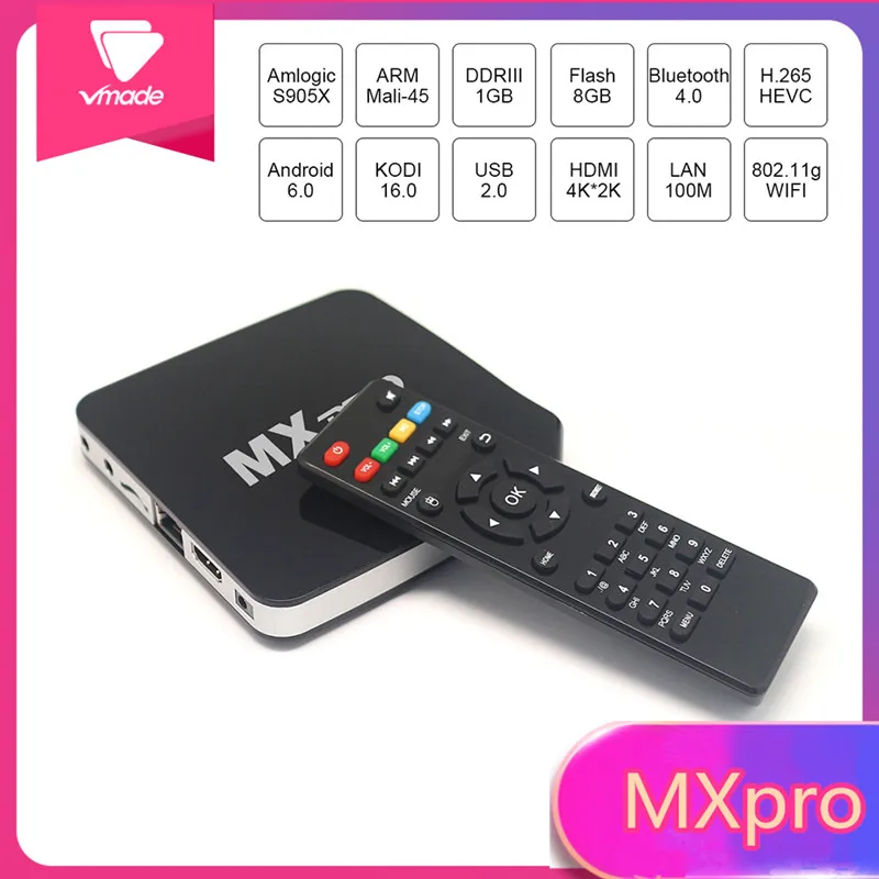

Vmade OTT TV BOX android 6.0 octa core 2.0GHz 1G+8G Support Flixster DLNA AirPlay Google TV Remote Bluetooth 4.0 smart tv box