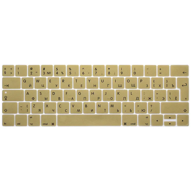 Русский язык сенсорная панель Клавиатура кожный чехол для новейшего мультитач бар Macbook Pro 13 15 A1706 A1989/A1707 A1990 - Цвет: Gold