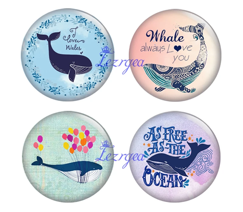 

Lovey Whale 12mm/14mm/16mm/18mm/25mm/30mm Round photo glass cabochon demo flat back Making findings (F335-5589)