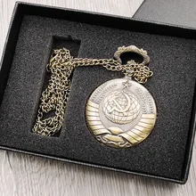 Винтажные советские значки, серповидный молоток, карманные часы, ожерелье, бронзовая подвеска, часы на цепочке, модные женские и мужские с подарочной коробкой