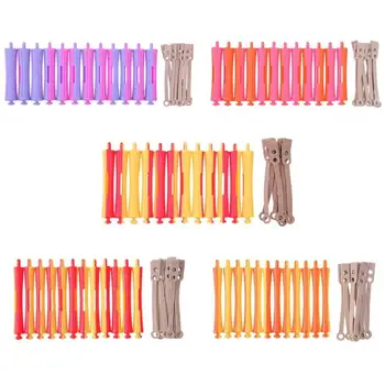 

12Pcs/Set DIY Hairdressing Perm Rod Salon Hair Roller Rubber Band Hair Clip Curler Hairdressing Maker Styling Tool Random Color