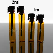 100 шт./лот 1 мл 2 мл янтарная стеклянная бутылка для духов пустые бутылки образцы стеклянных флаконов маленькая рекламная бутылка для масла
