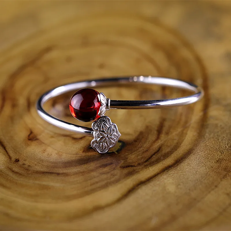 

2018 Top Fashion Special Offer Lovers' Garnet Bangle Fashion Product S925 Thai Wholesale Both And Lovers Thailand Process