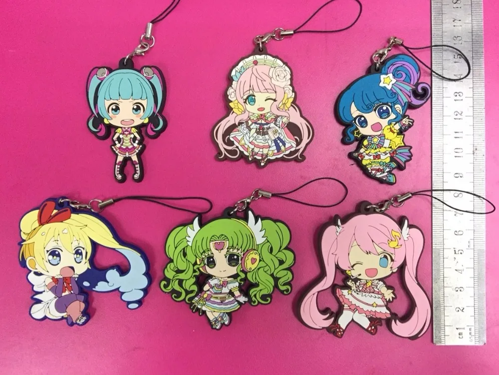 6 шт./лот Pripara/Pretty Paradise аниме брелок Manaka Laala/Minami miking/Hojo Sophy/Dorothy West/Резиновый