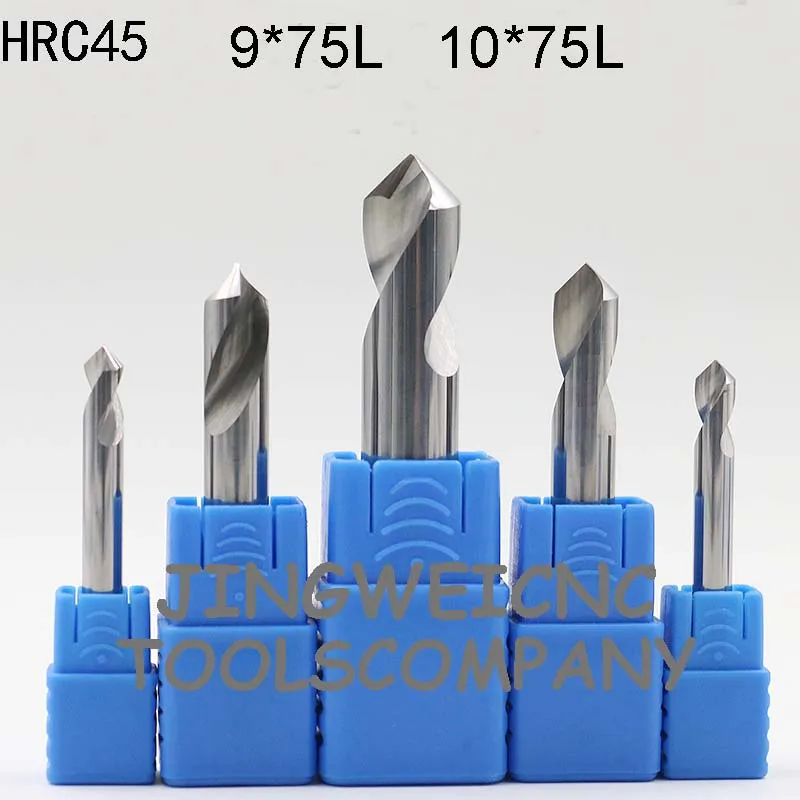 

HRC 45 Tungsten Carbide NC Spot Drill countersink drill bit 9 / 10mm*75mmlength with 60 and 90degreee