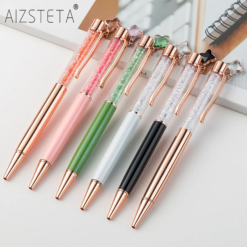 Kawaii Crystal Ballpoint Pen Fashion Girl star Crystal Pendant Metal Pen Material Escolar Bolis Escolares Novelty School