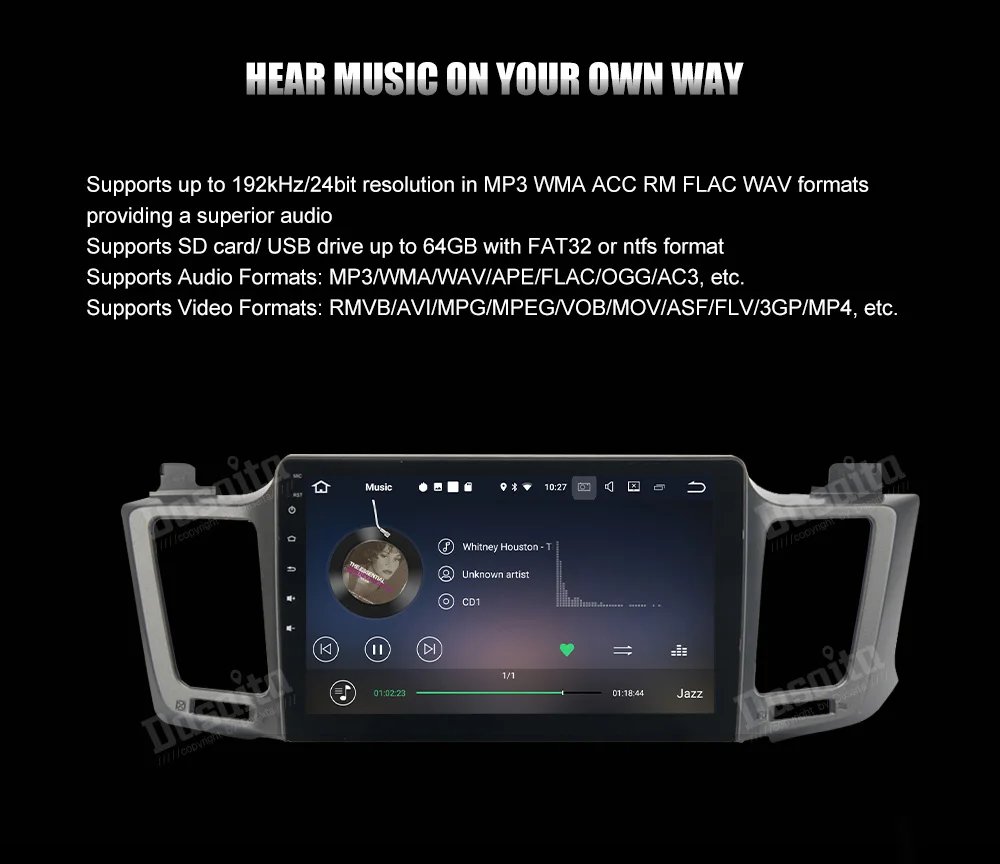 Best Dasaita 10.2" Android 8.1 Car GPS Player Navi for Toyota RAV4 2014-2016 with 2G+16G Quad Core Stereo Radio Multimedia No DVD 4G 12