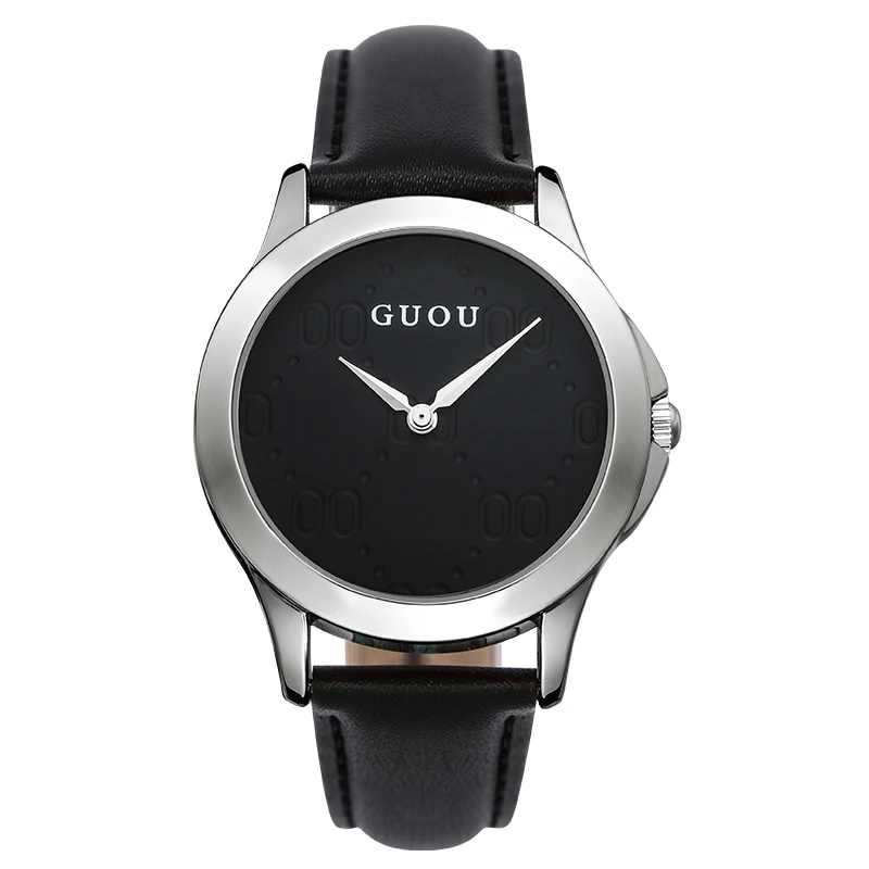 

2019 Fashion Top Guou Brand Simple Style Genuine Leather & Steel Quartz Bracelet Wrist Watch For Women Girls