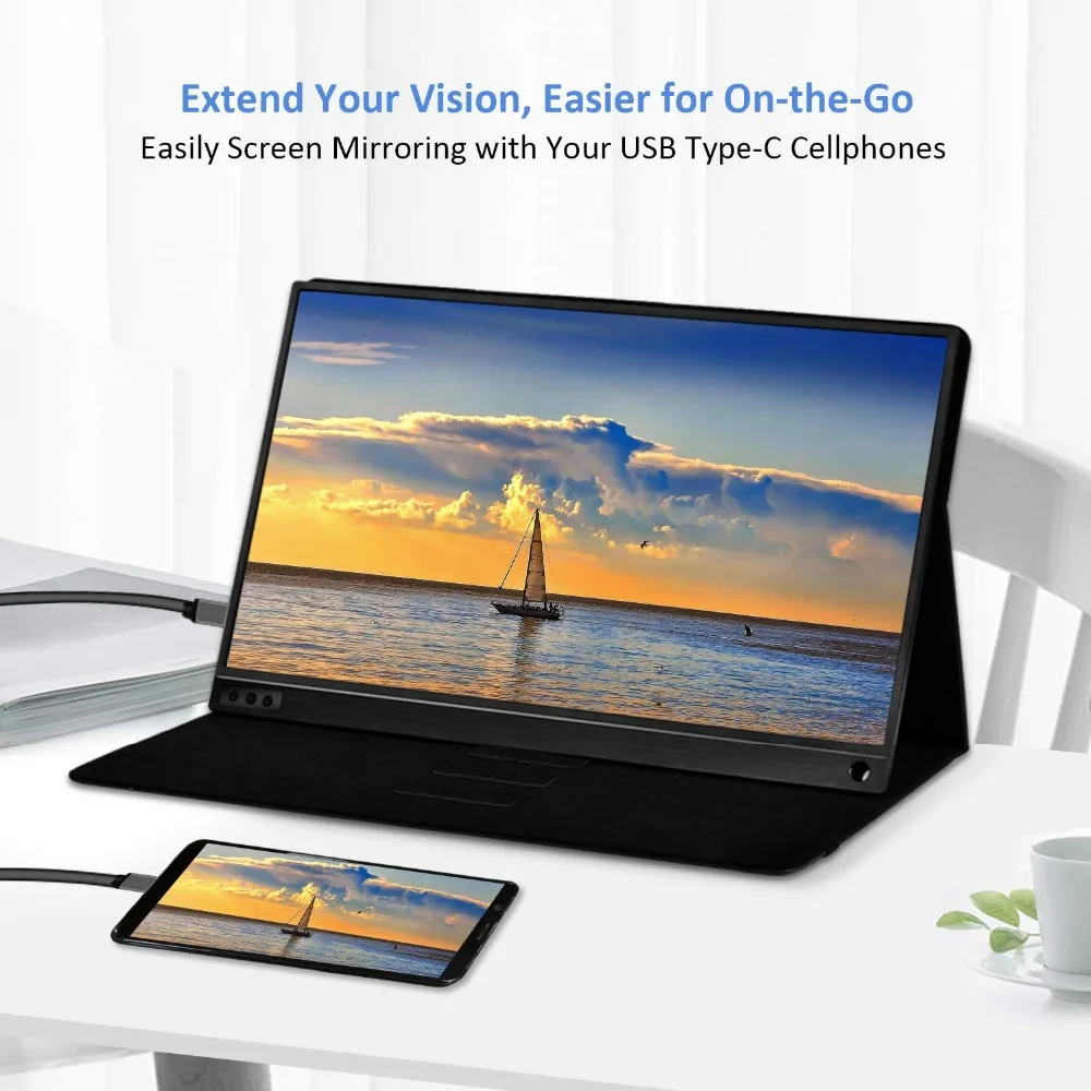 Portable Monitor 15.6 USB Type-C Full HD 1080 IPS USB C Portable Monitor Built-in Dual Speakers Compatible with Computer Laptop Portable Monitor 15.6 USB Type-C Full HD 1080 IPS USB C Portable Monitor Built-in Dual Speakers Compatible with Computer Laptop