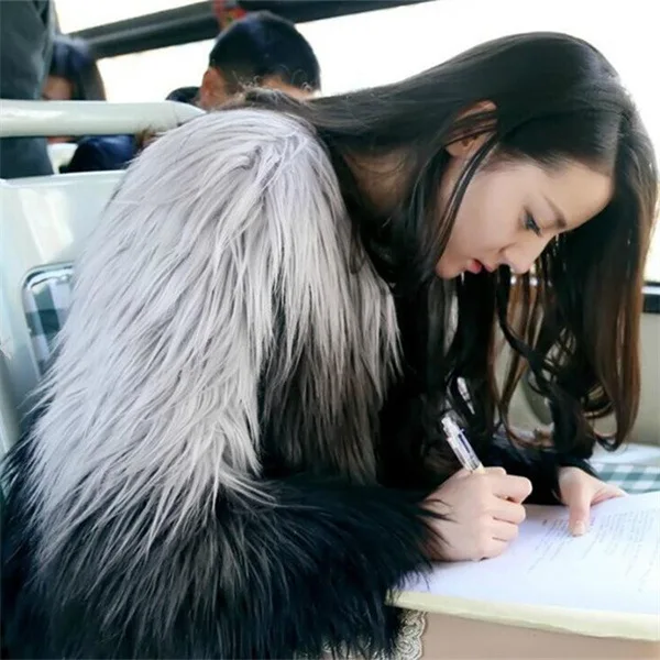 Women Long Hair Contrast Faux Fur Coat Jacket In Soft Touch Coats
