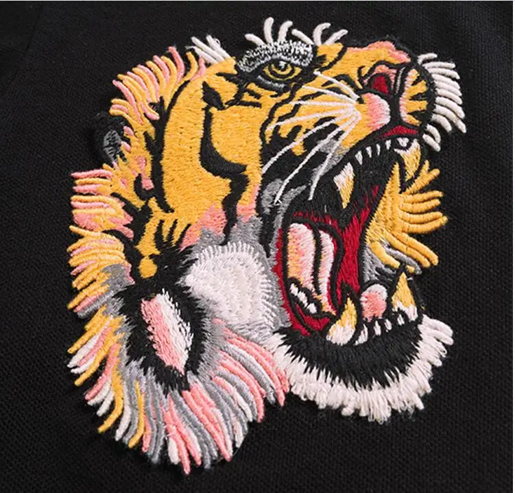 Hohe Neue 2023 Männer Hohe Stickerei Doppel Tiger Kopf Blumen Mode Polo-Shirts Hemd Skateboard Baumwolle Polos Top T # C37_voghion.com