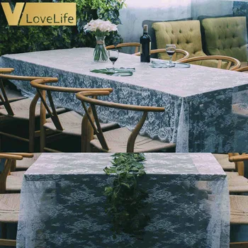 

Wedding Table Runner White Lace Tablecloth Floral Table Cloth Boho Wedding Table Decoration Home Textile 150x300cm