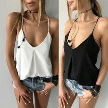 Модные новинки, женская летняя футболка с глубоким v-образным вырезом без рукавов, повседневный однотонный топ, блузка, майка#0604