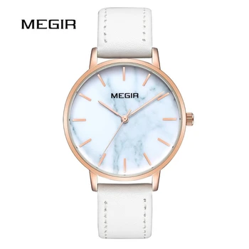 

MEGIR Women Watch Fashion Waterproof Colorful Leather Thin Case Quartz Wristwatch Luxury Clock Zegarek Damski Relogio 2019