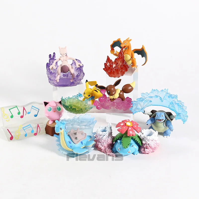 Anime XY Eevee Charizard Venusaur Blastoise Mewtwo Jigglypuff Lapras Mini PVC Figures Collctible Toys 8pcs/set