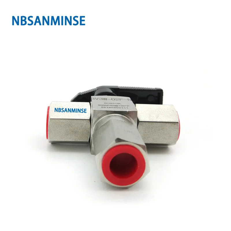 NBSANMINSE BV3W OD / F трехходовой шаровой клапан из нержавеющей стали 1/8 1/4 3/8 1/2 3000 Psi для