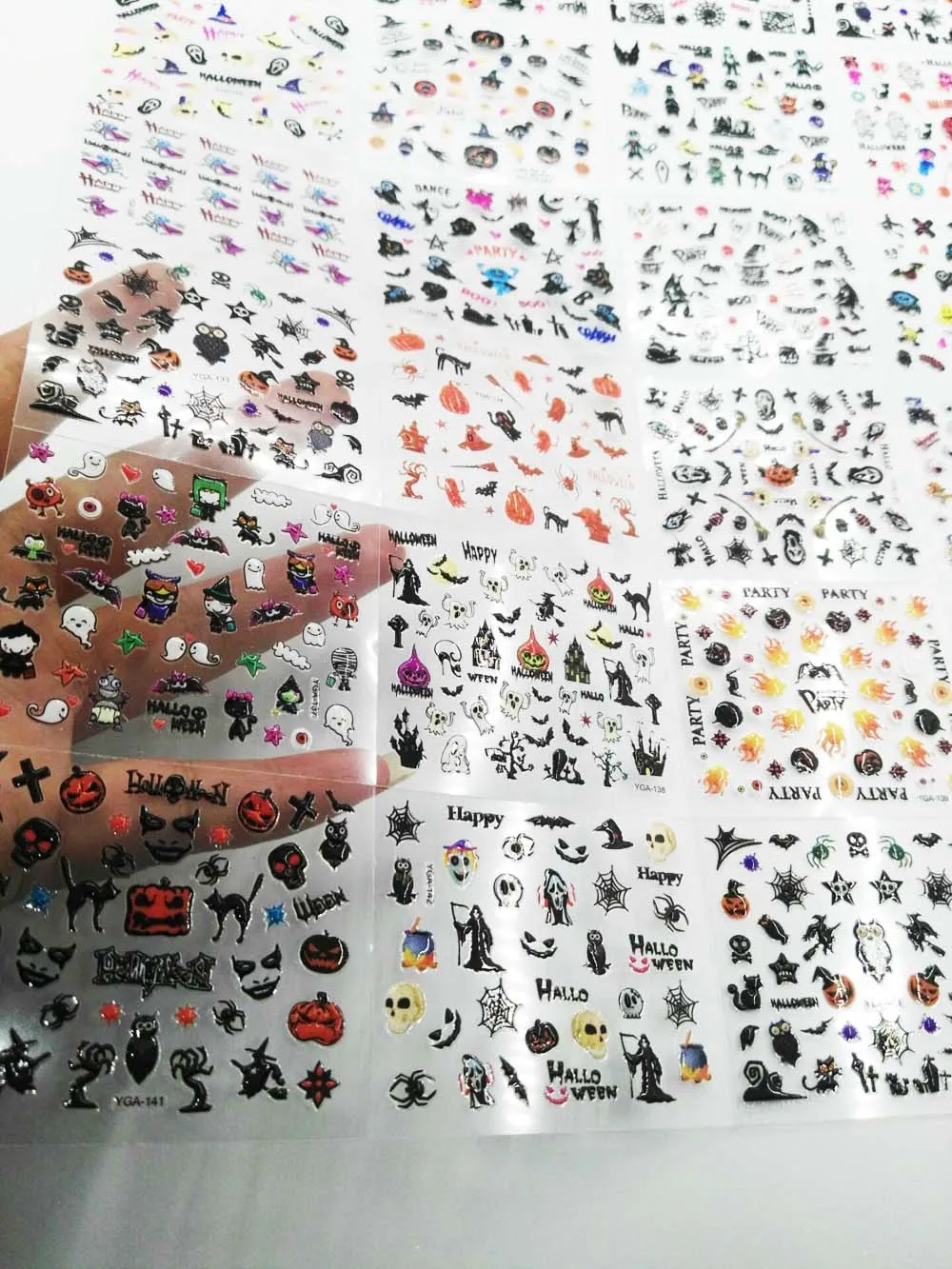 

24Sheets in 1 Halloween 3D Nail Art Sticker Black Nail Art Nails Stickers Adhesive Skull Nail Art Lace Stickers Decals Transfers