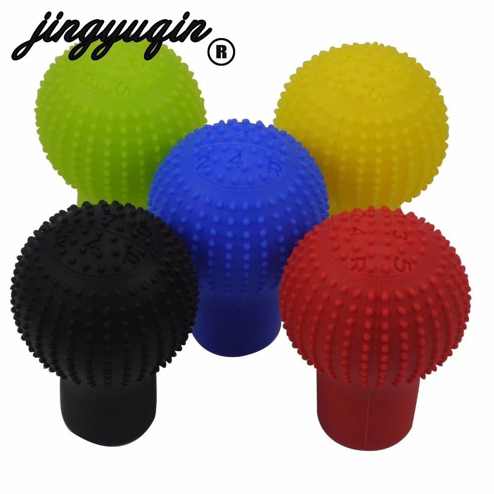 

jingyuqin Colorful Popular Universal Interior Decoration Gear Shift Collars Silicone Head Shift Knob Cover Case Handbra for Car