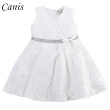 Emmaaby/2 цвета; Красивые Платья с цветочным узором для девочек; кружевное однотонное платье подружки невесты с бантом; торжественное праздничное платье без рукавов; детская От 3 до 7 лет